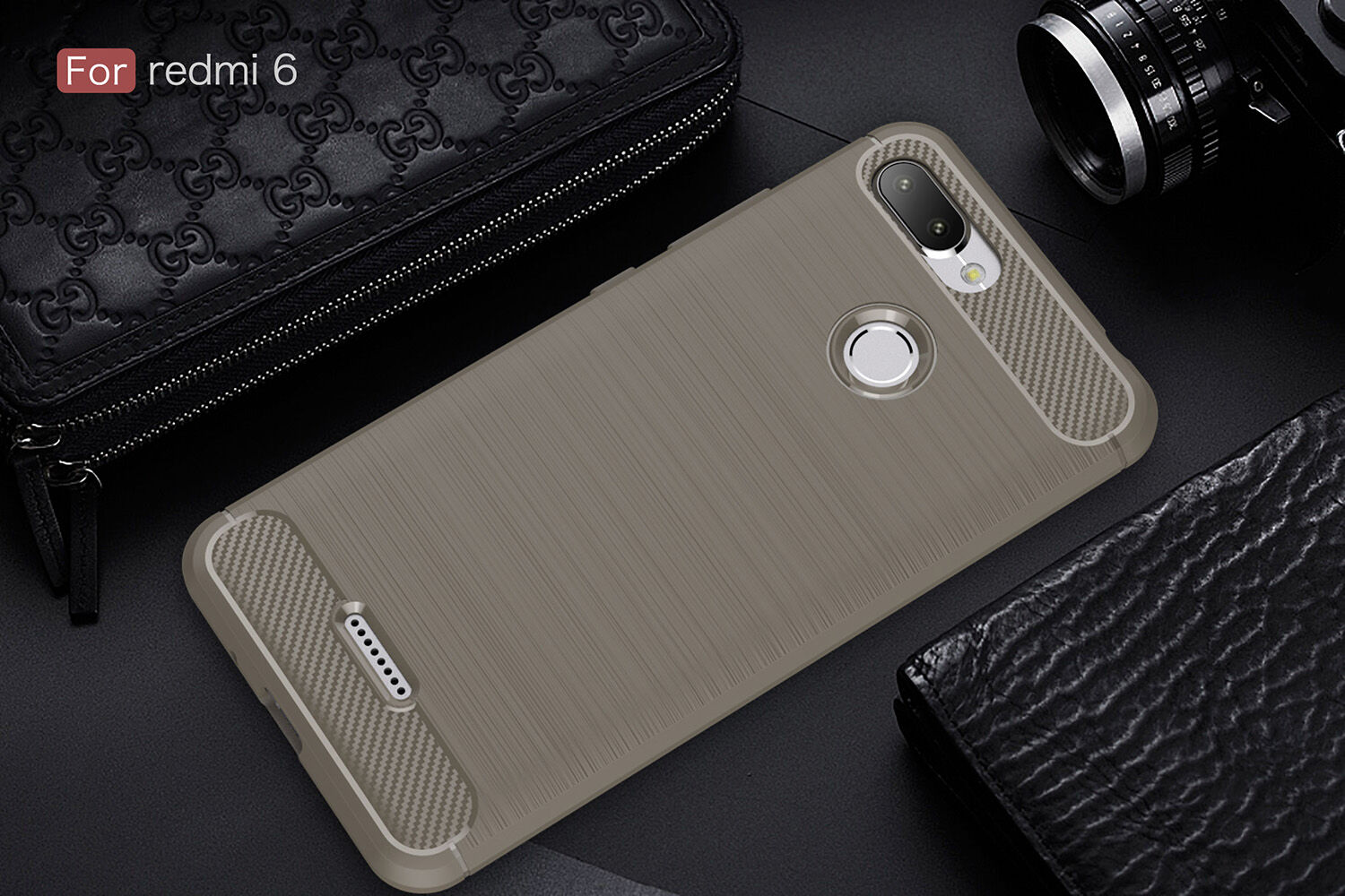 Etui ochronne z teksturą szlifowaną do Xiaomi Redmi 6 - czerwone