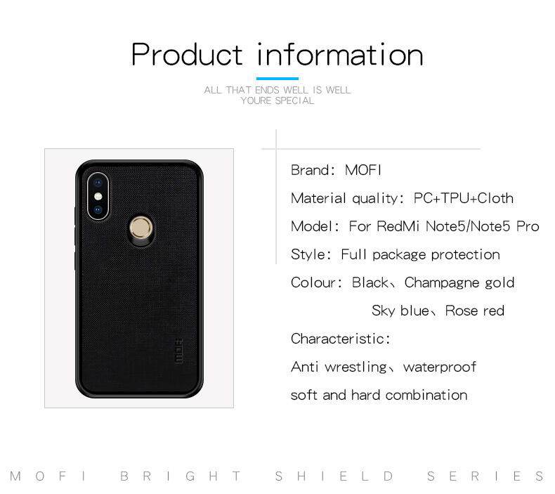 Mofi etui ochronne plastikowe i tekstylne do Xiaomi Redmi Note 5 - fuksjowe