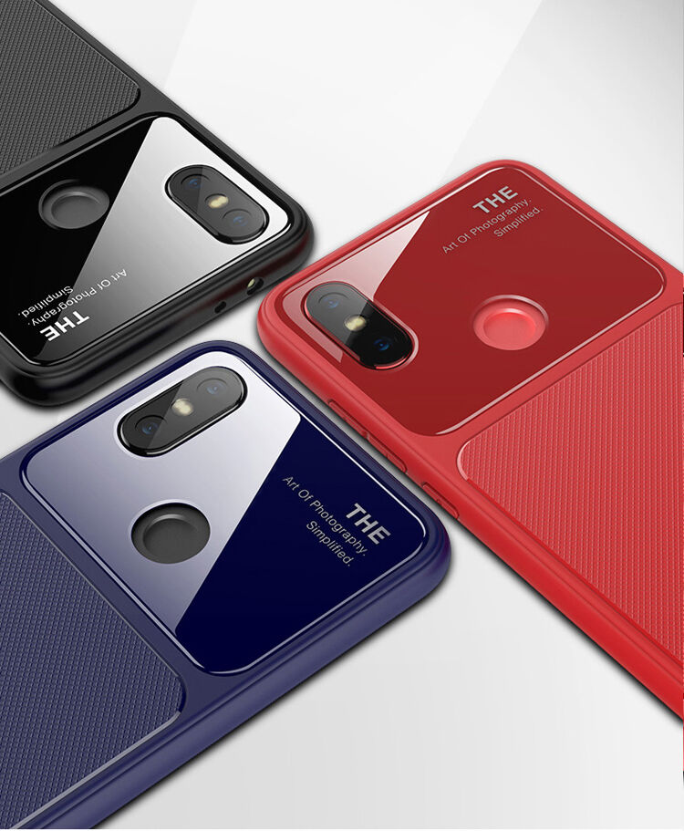 Lenuo etui ochronne z plastiku i szkła hartowanego do Xiaomi Mi A2 - ciemnoniebieskie