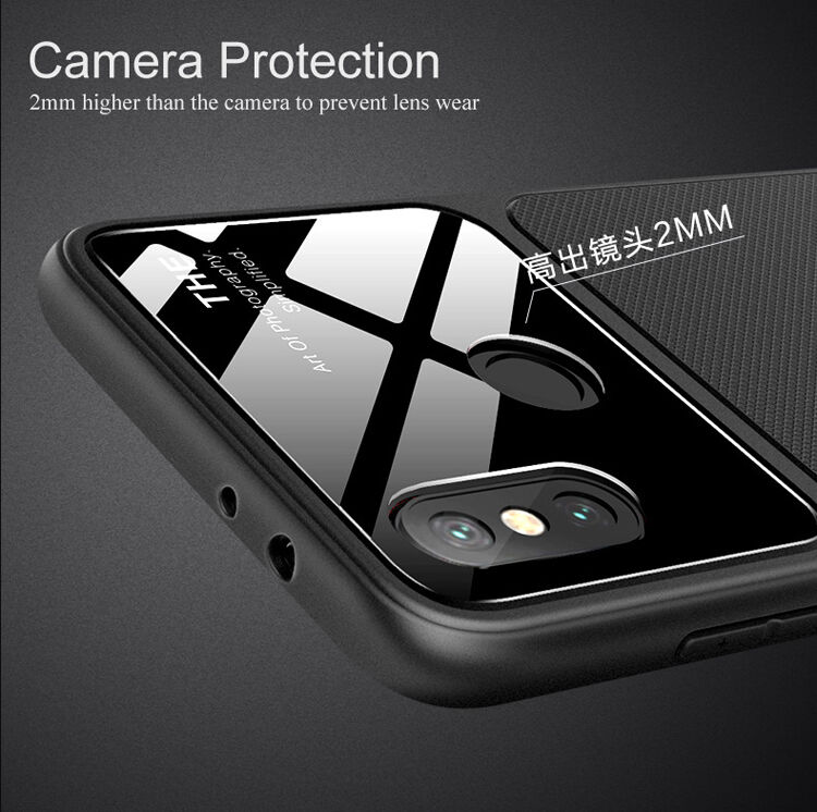 Lenuo etui ochronne z plastiku i szkła hartowanego do Xiaomi Mi A2 - ciemnoniebieskie