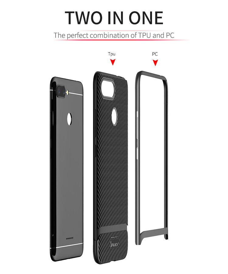 Ipaky etui z teksturą włókien karbonowych do Xiaomi Redmi 6 - niebiesko-czarne