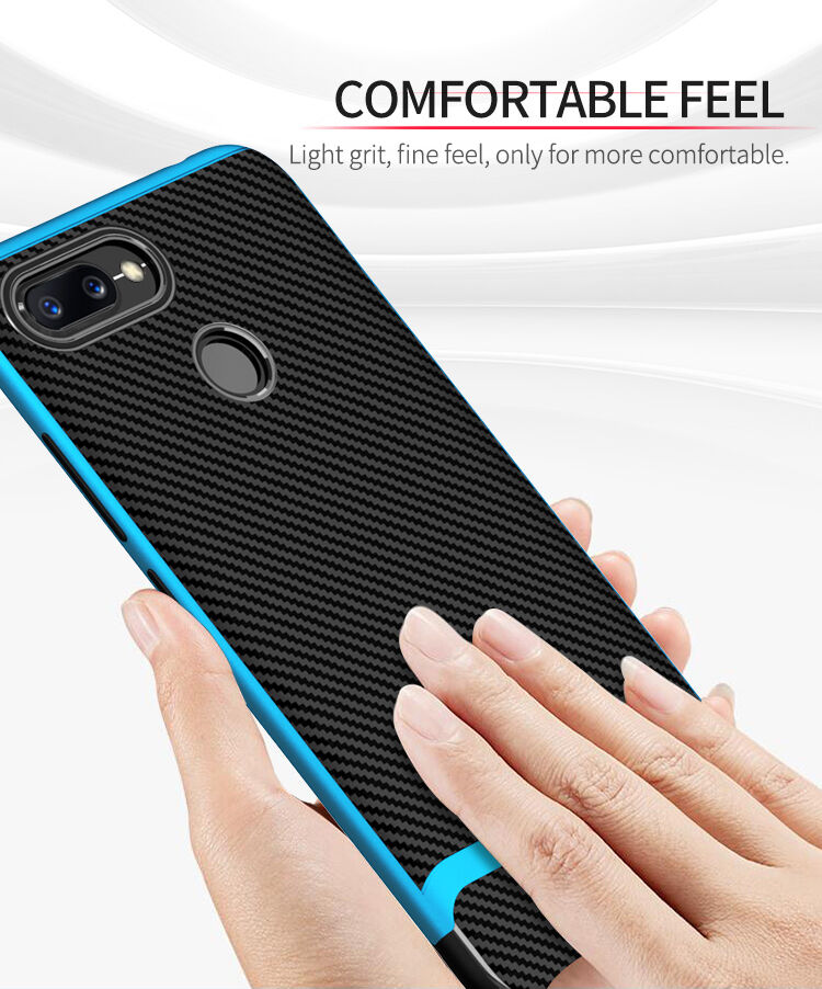 Ipaky etui z teksturą włókien karbonowych do Xiaomi Redmi 6 - niebiesko-czarne