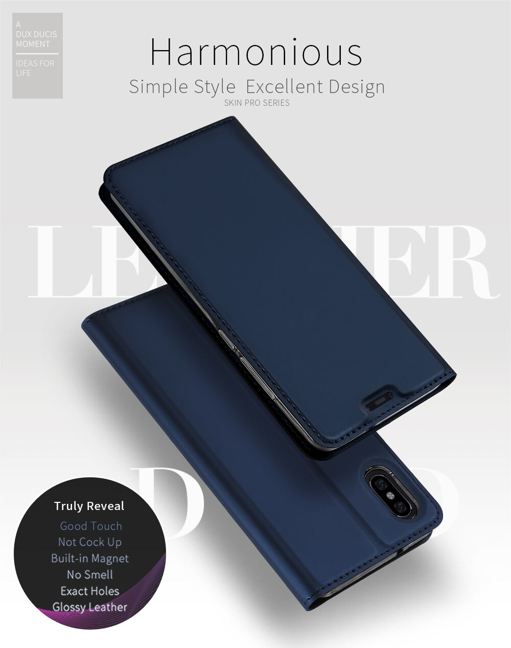 Dux Ducis Skin Pro pokrowiec flip do Xiaomi Mi 8 Pro - ciemnoniebieski