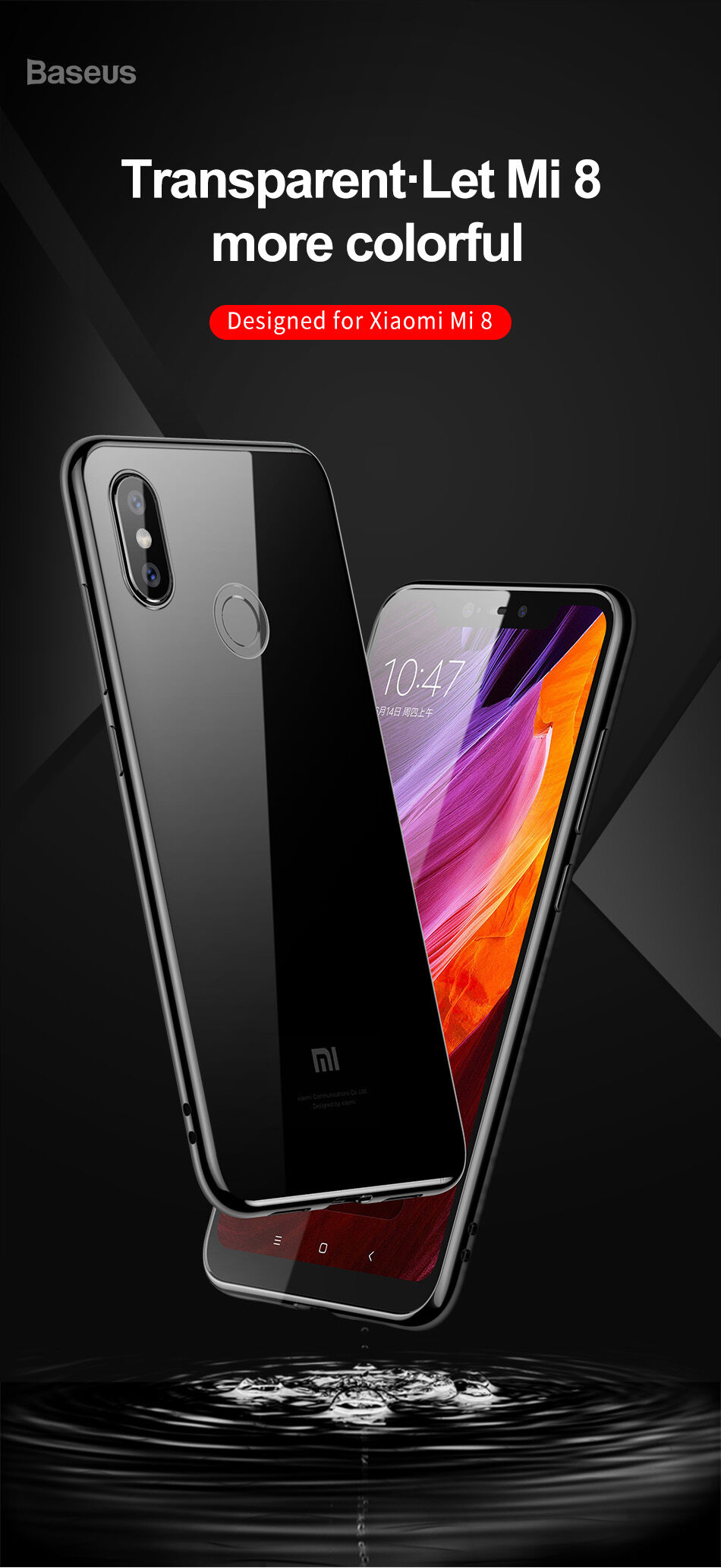 Baseus Shining etui przezroczyste z ramką do Xiaomi Mi 8 - niebieskie