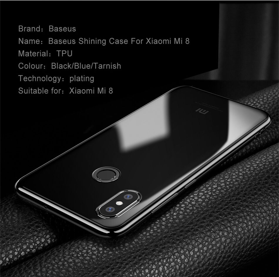 Baseus Shining etui przezroczyste z ramką do Xiaomi Mi 8 - złote