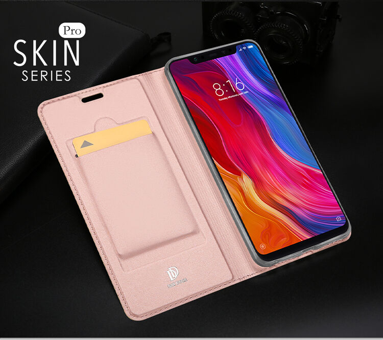 Dux Ducis Skin Pro pokrowiec skórzany flip do Xiaomi Mi 8 - niebieski