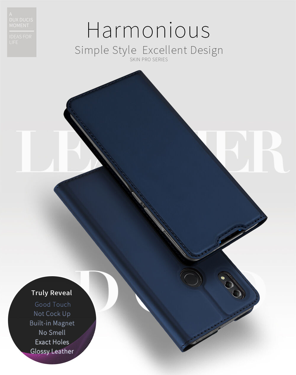 Dux Ducis Skin Pro pokrowiec skórzany flip do Honor 8X - różowo-złoty