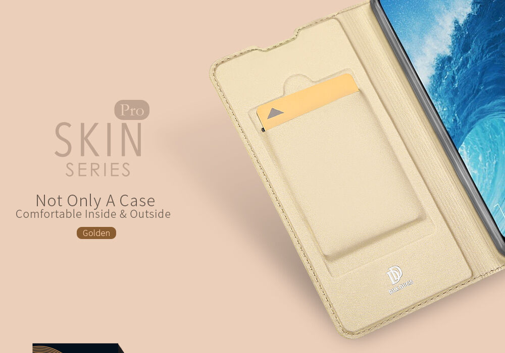 Dux Ducis Skin Pro pokrowiec skórzany flip do Honor 8X - różowo-złoty