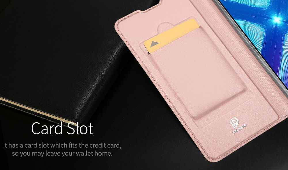 Dux Ducis Skin Pro pokrowiec skórzany flip do Honor 8X - różowo-złoty