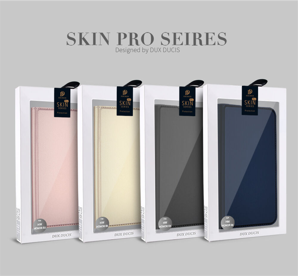 Dux Ducis Skin Pro pokrowiec skórzany flip do Honor 8X - różowo-złoty