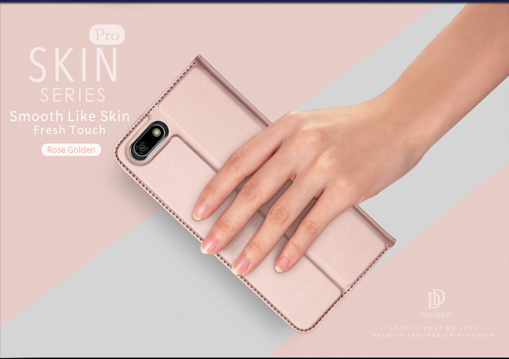 Dux Ducis Skin Pro pokrowiec skórzany flip do Honor 7S - różowo-złoty