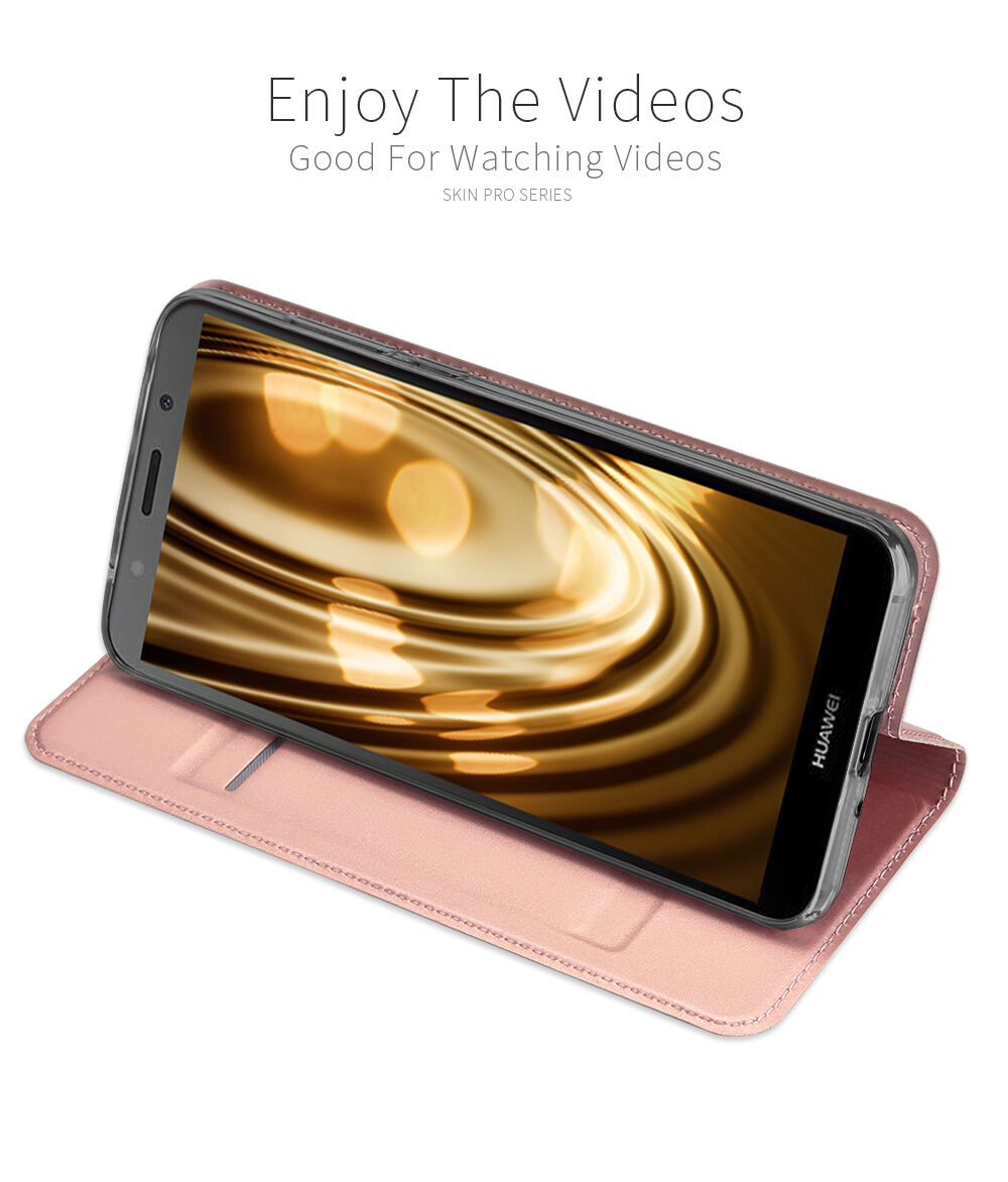 Dux Ducis Skin Pro pokrowiec skórzany flip do Honor 7S - różowo-złoty