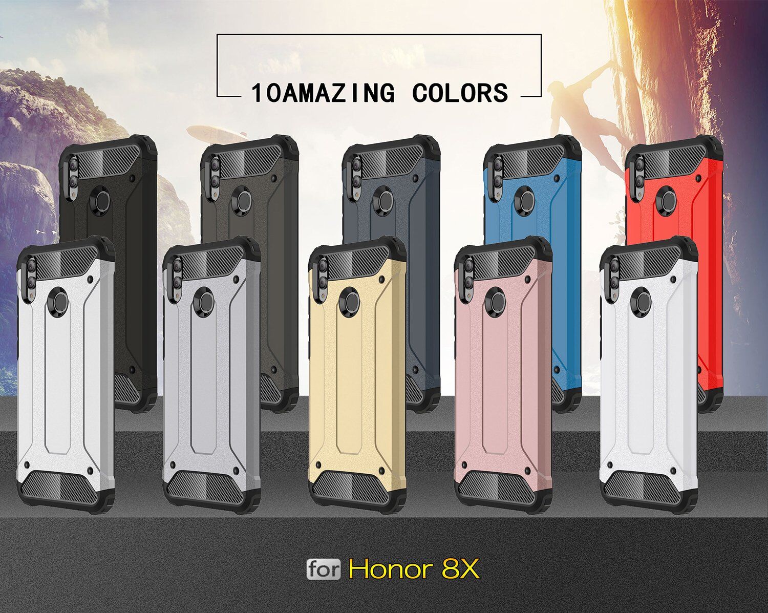 Super odporne etui Armor do Honor 8X - różowo-złote