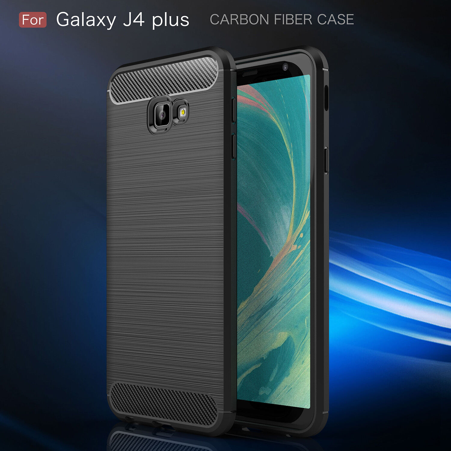 Etui plastikowe z teksturą szlifowaną do Samsung Galaxy J4 Plus - czerwone