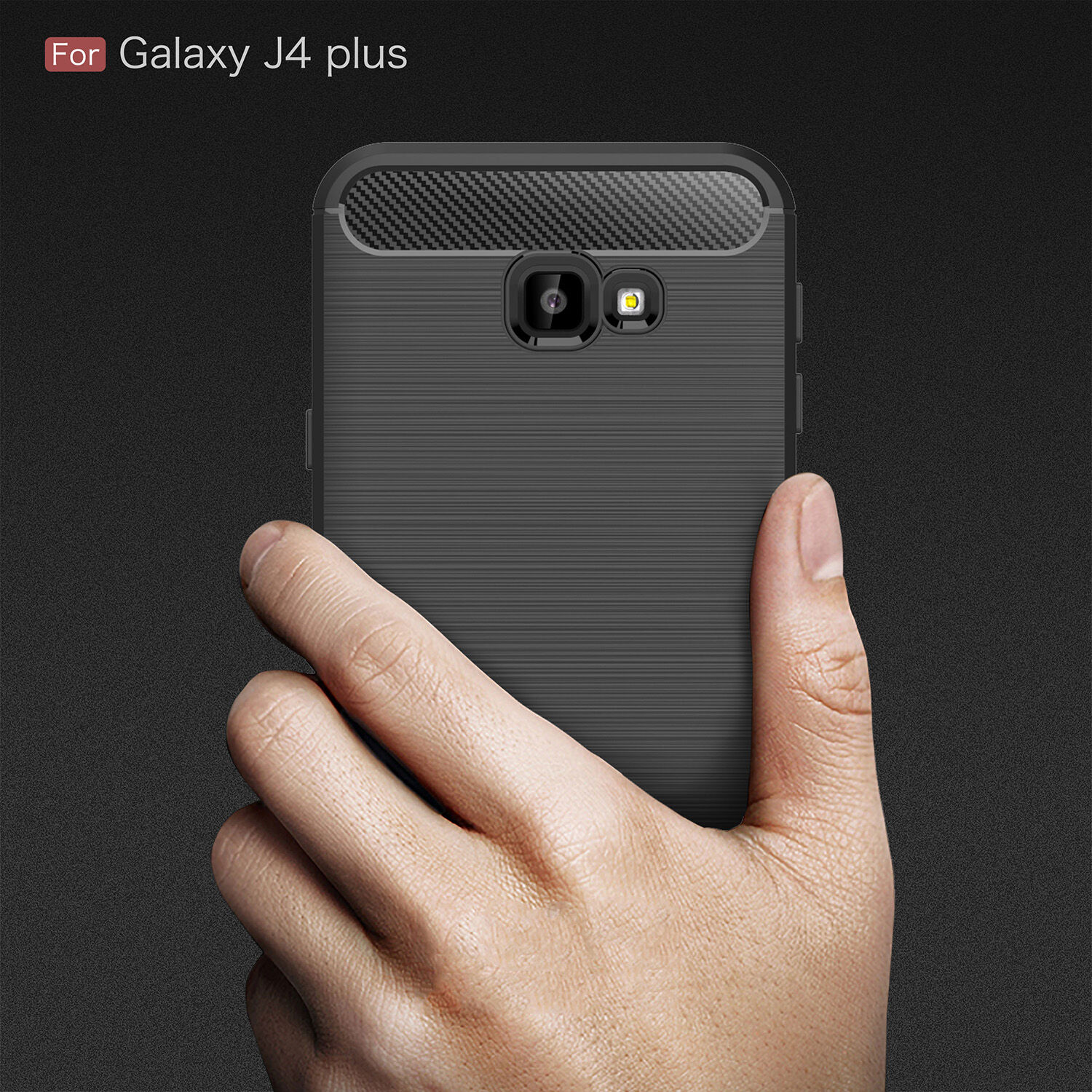 Etui plastikowe z teksturą szlifowaną do Samsung Galaxy J4 Plus - czerwone