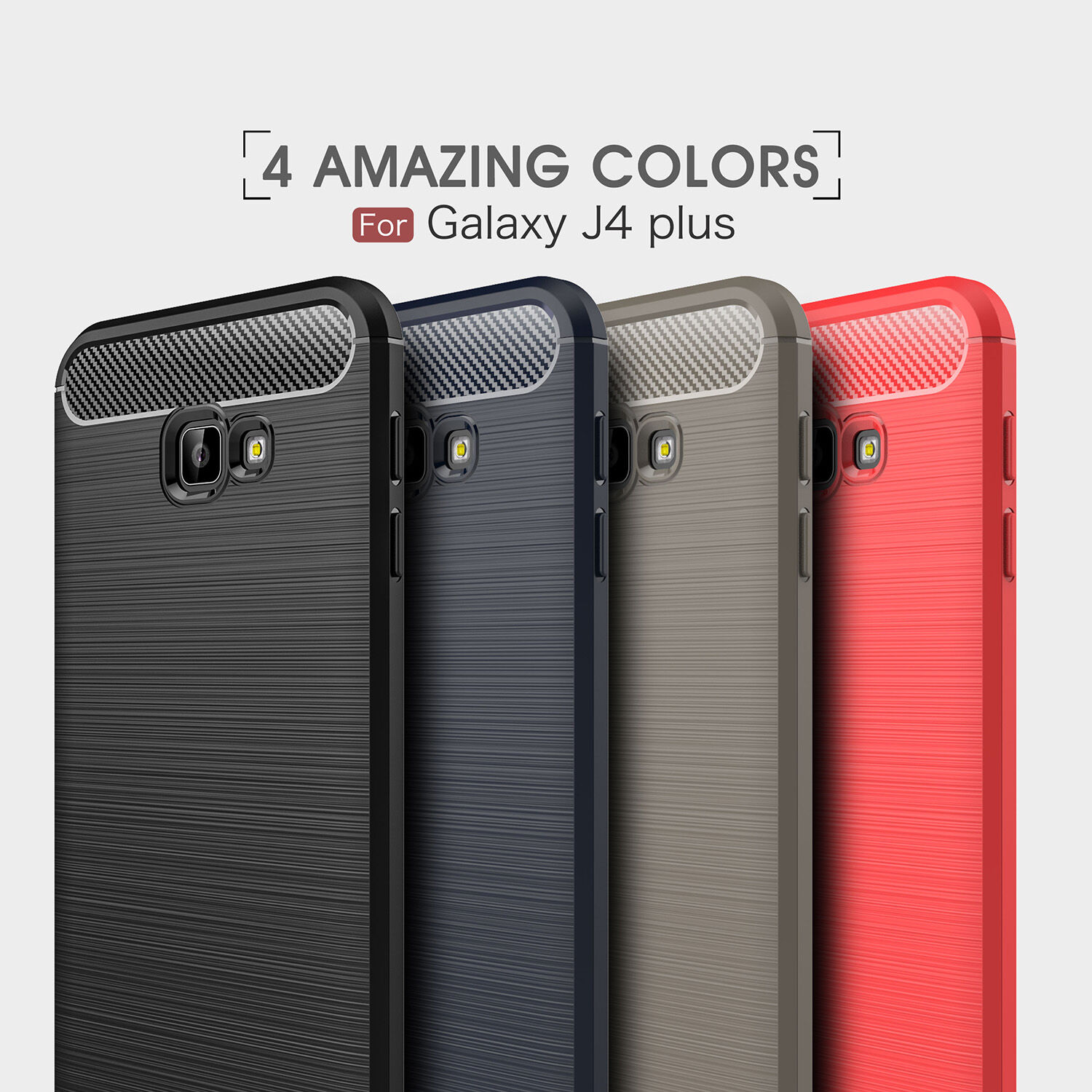 Etui plastikowe z teksturą szlifowaną do Samsung Galaxy J4 Plus - czerwone