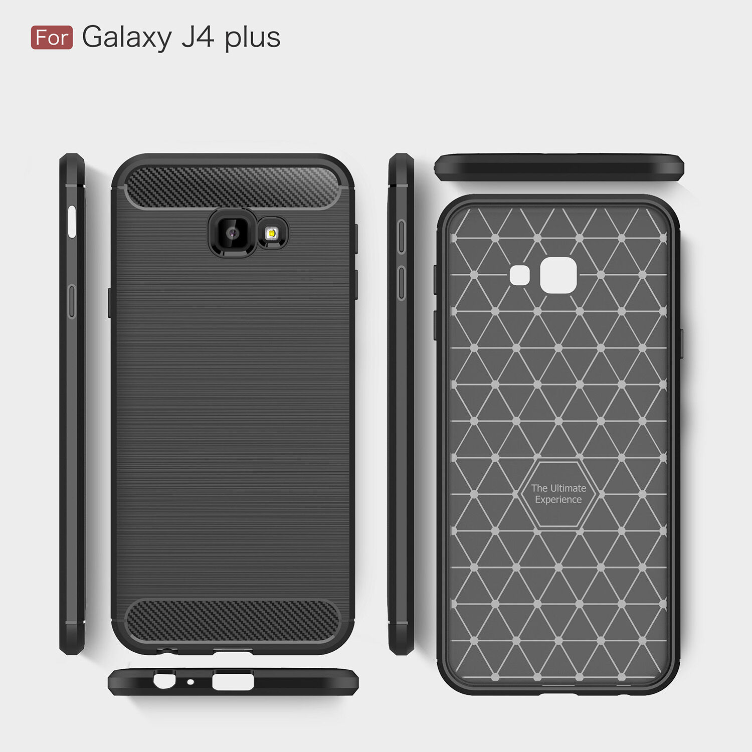 Etui plastikowe z teksturą szlifowaną do Samsung Galaxy J4 Plus - czerwone