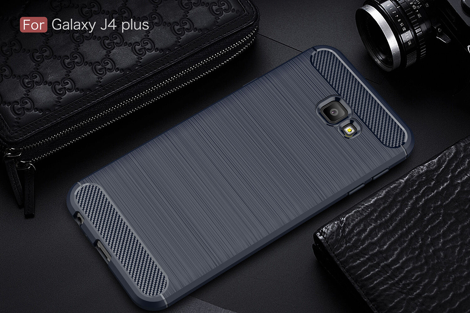 Etui plastikowe z teksturą szlifowaną do Samsung Galaxy J4 Plus - czerwone