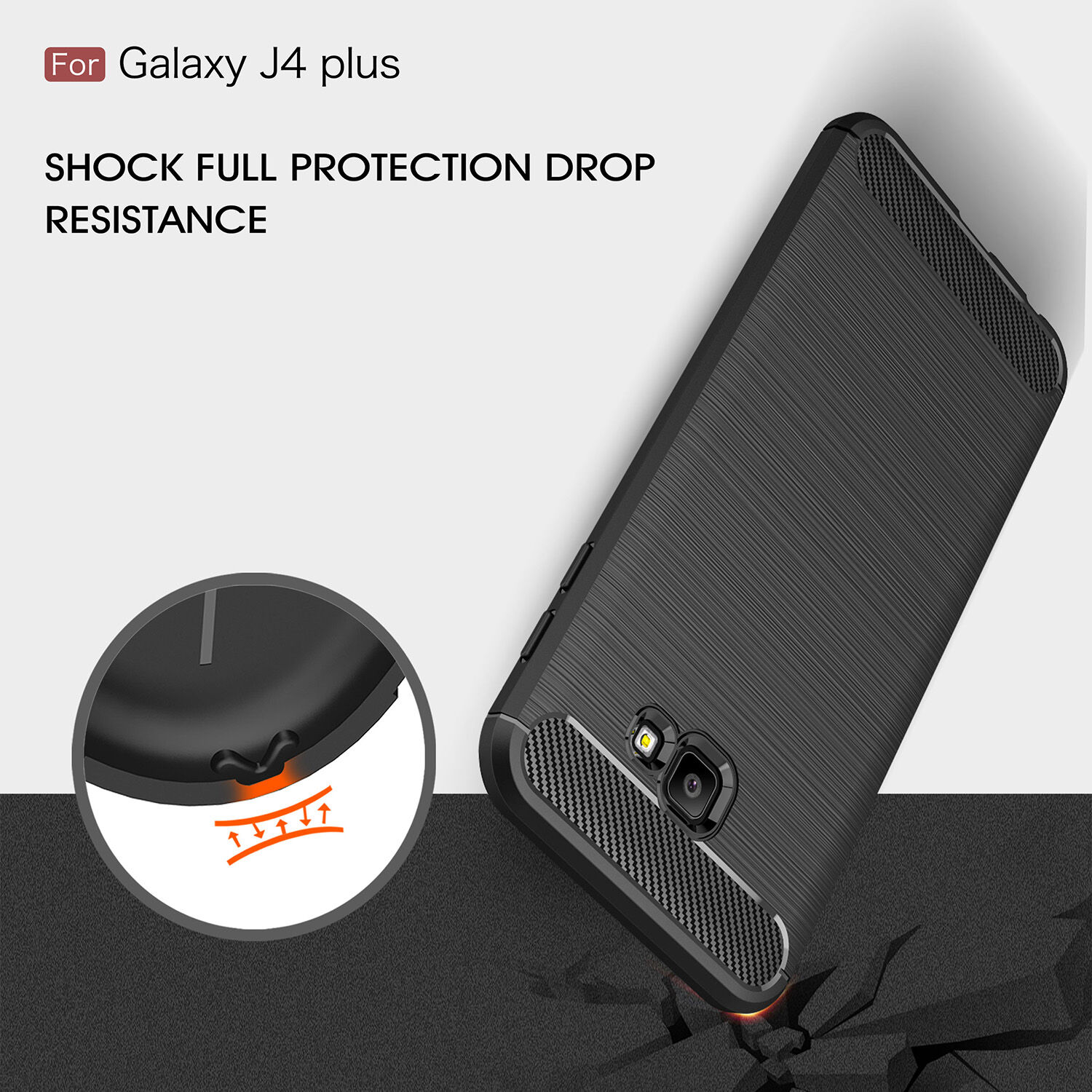 Etui plastikowe z teksturą szlifowaną do Samsung Galaxy J4 Plus - szare
