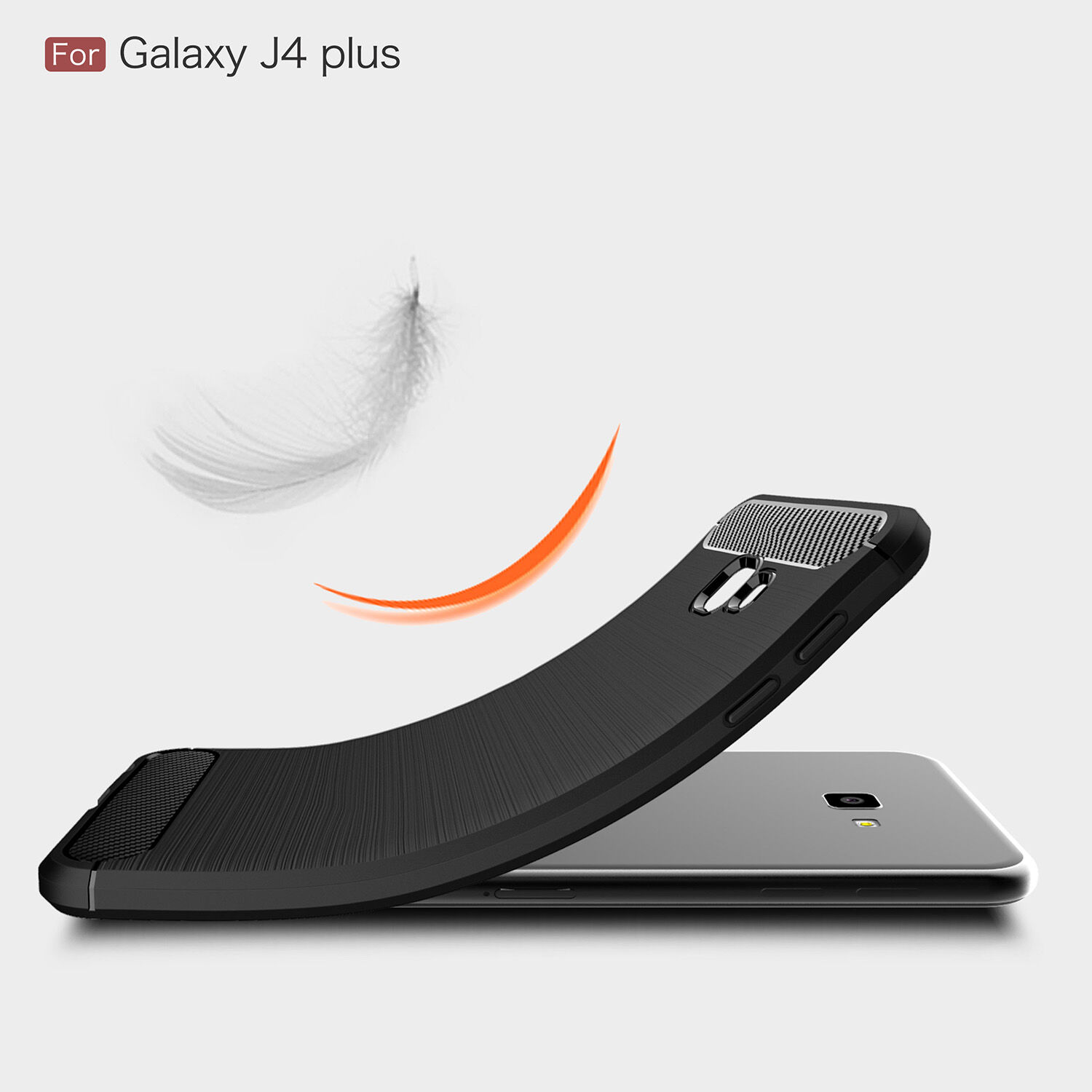 Etui plastikowe z teksturą szlifowaną do Samsung Galaxy J4 Plus - szare