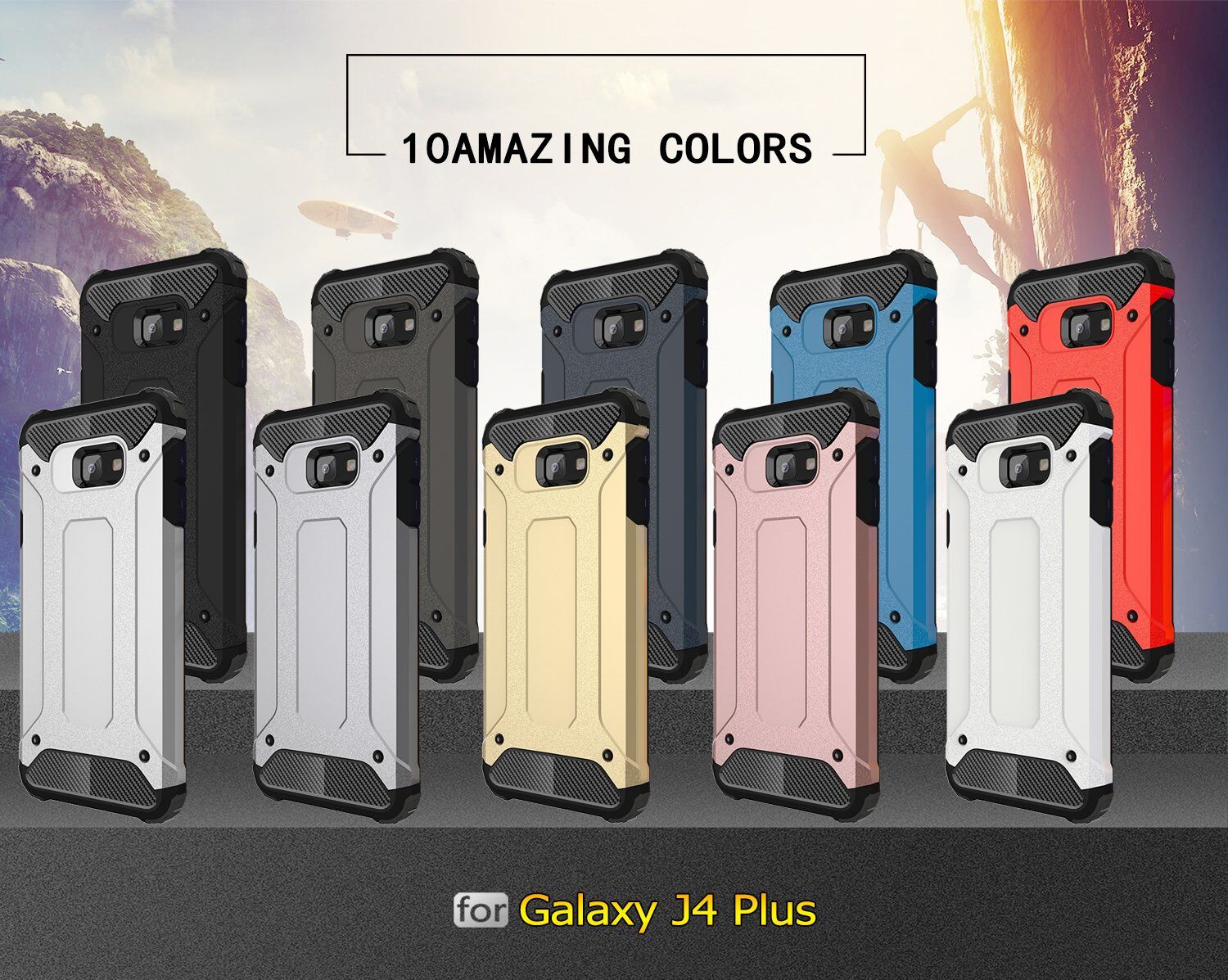 Super odporne etui Armor do Samsung Galaxy J4 Plus - złote