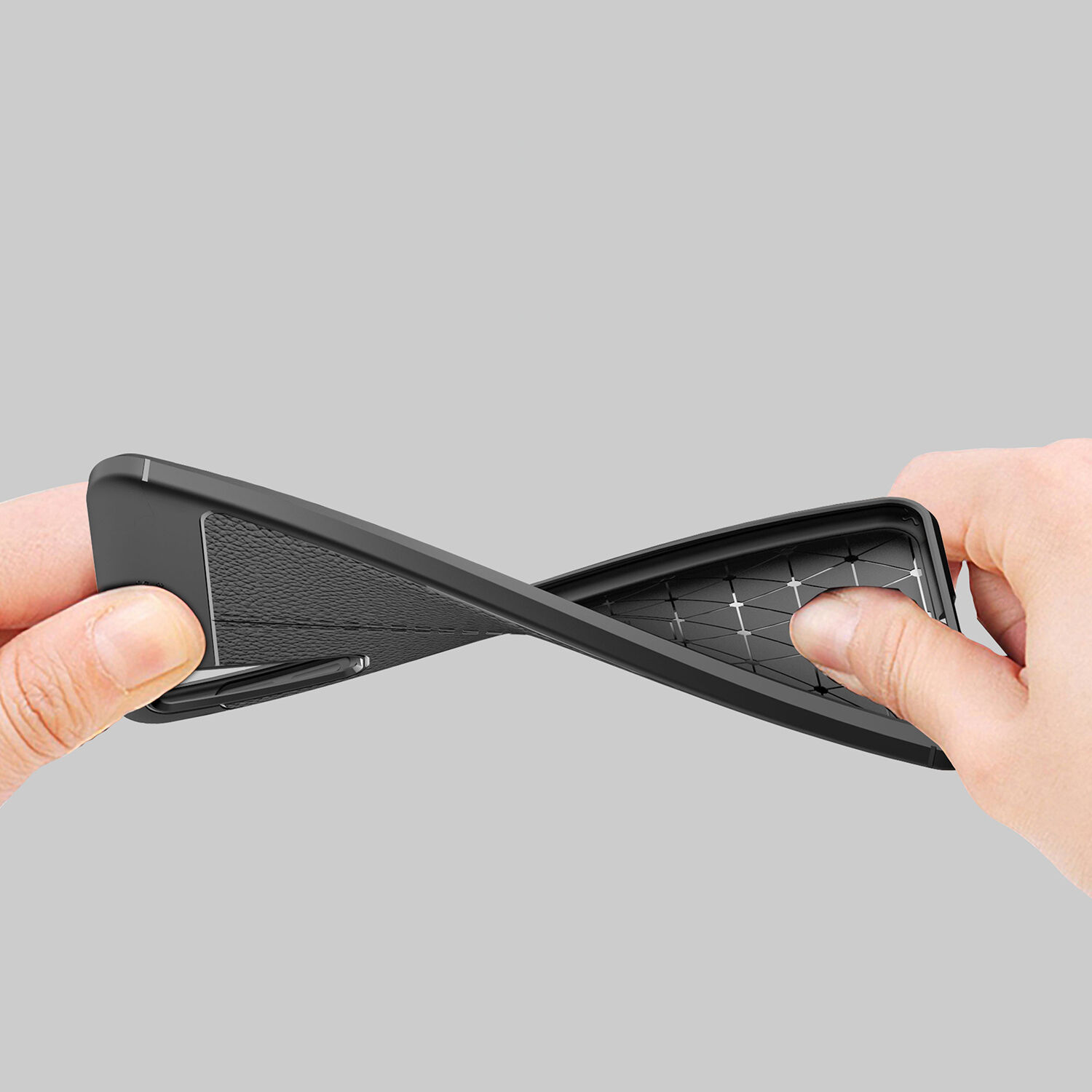 Litchi etui skórzane do Samsung Galaxy A7 (2018) - czarne