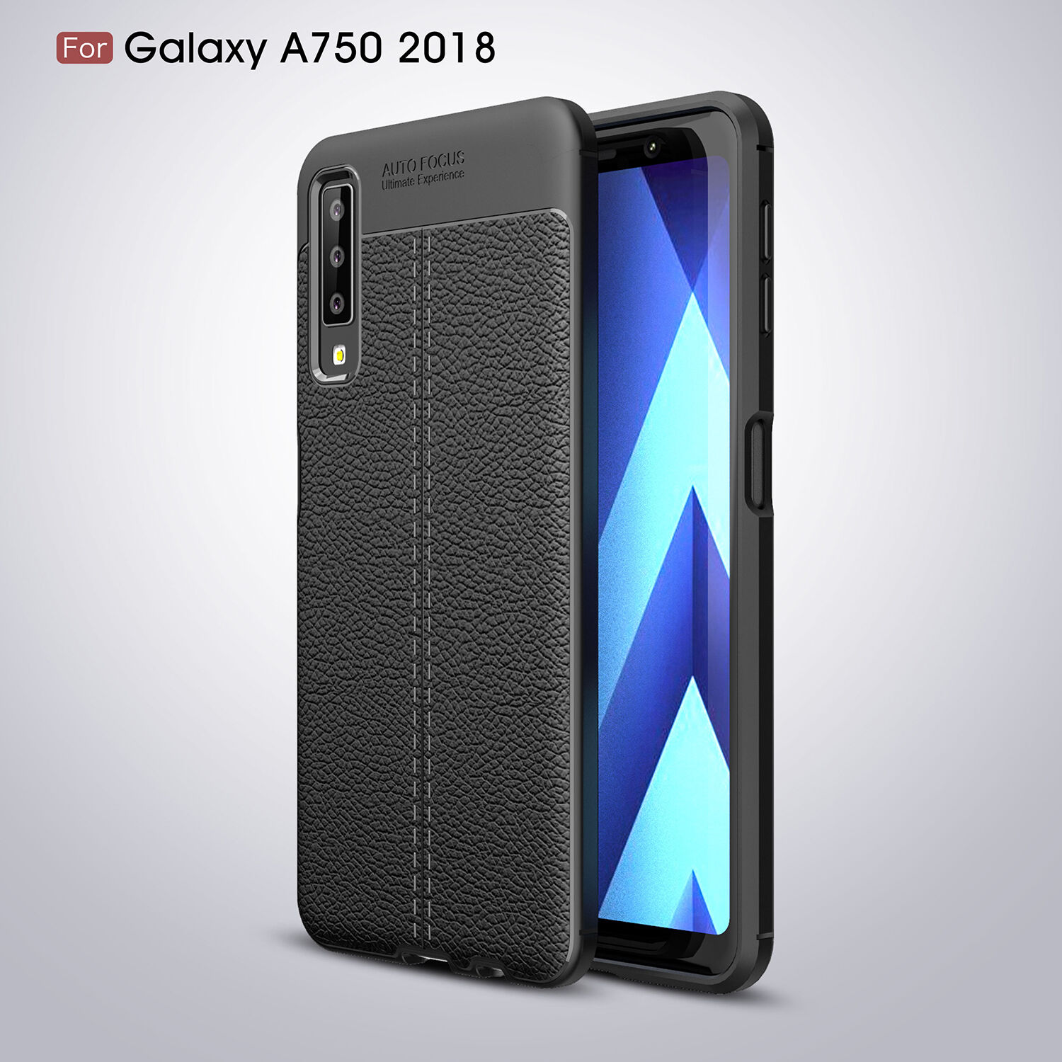 Litchi etui skórzane do Samsung Galaxy A7 (2018) - czarne