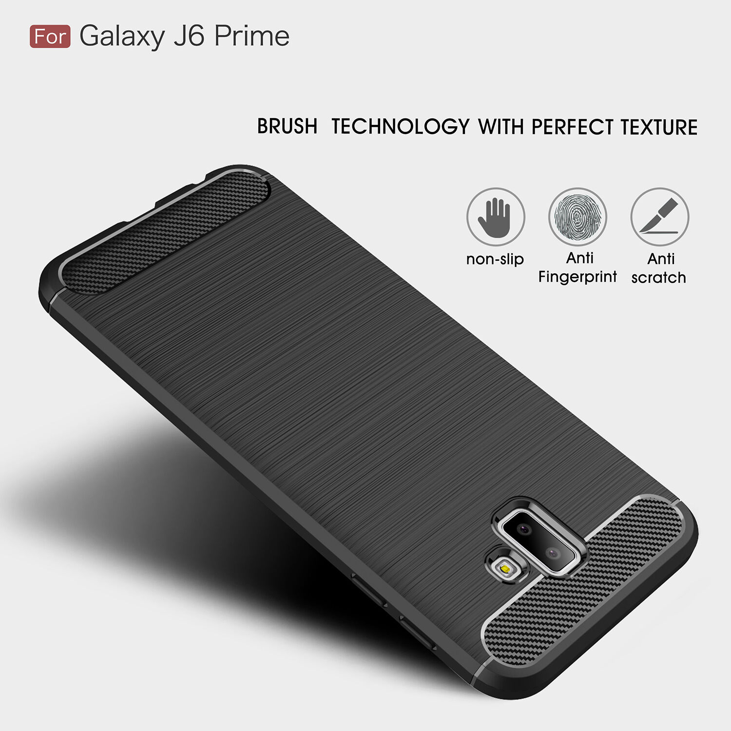 Etui plastikowe z teksturą szlifowaną do Samsung Galaxy J6 Plus - czarne