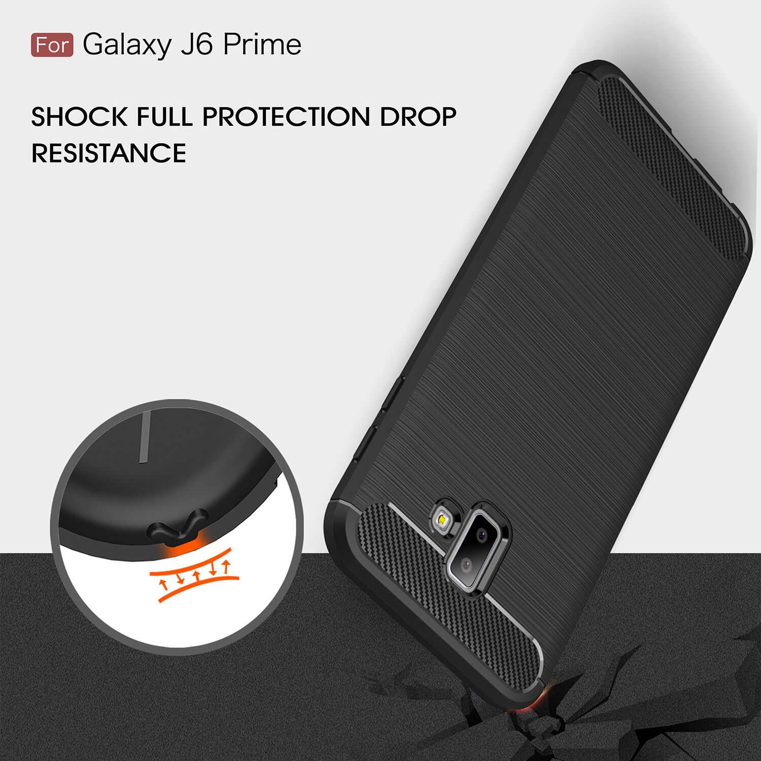 Etui plastikowe z teksturą szlifowaną do Samsung Galaxy J6 Plus - czarne