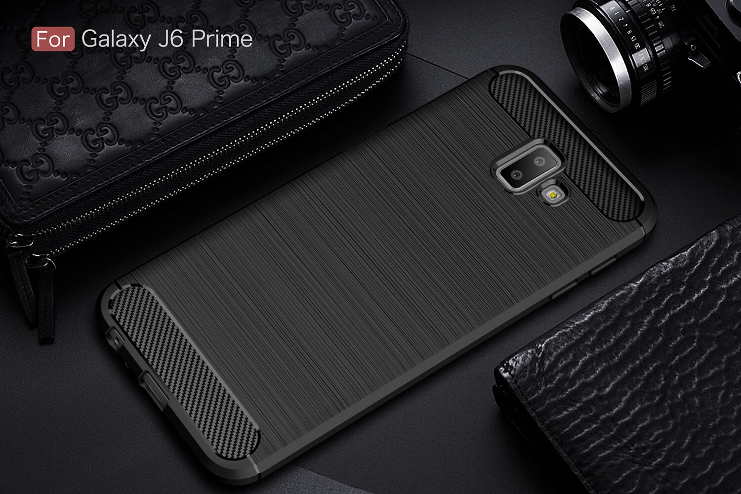 Etui plastikowe z teksturą szlifowaną do Samsung Galaxy J6 Plus - czarne