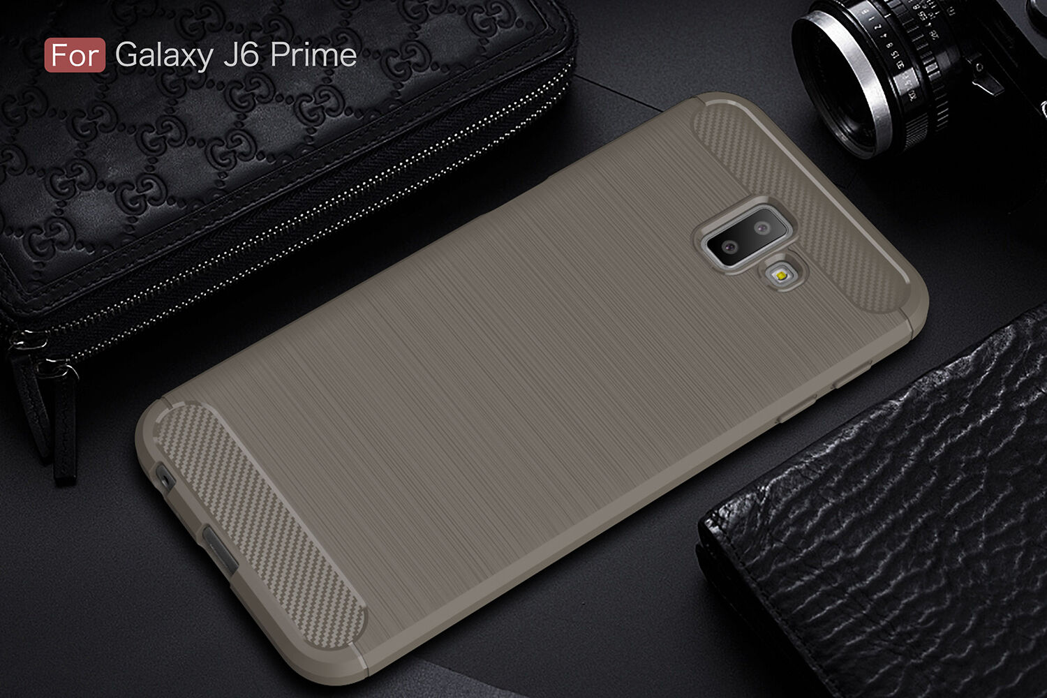 Etui plastikowe z teksturą szlifowaną do Samsung Galaxy J6 Plus - czarne
