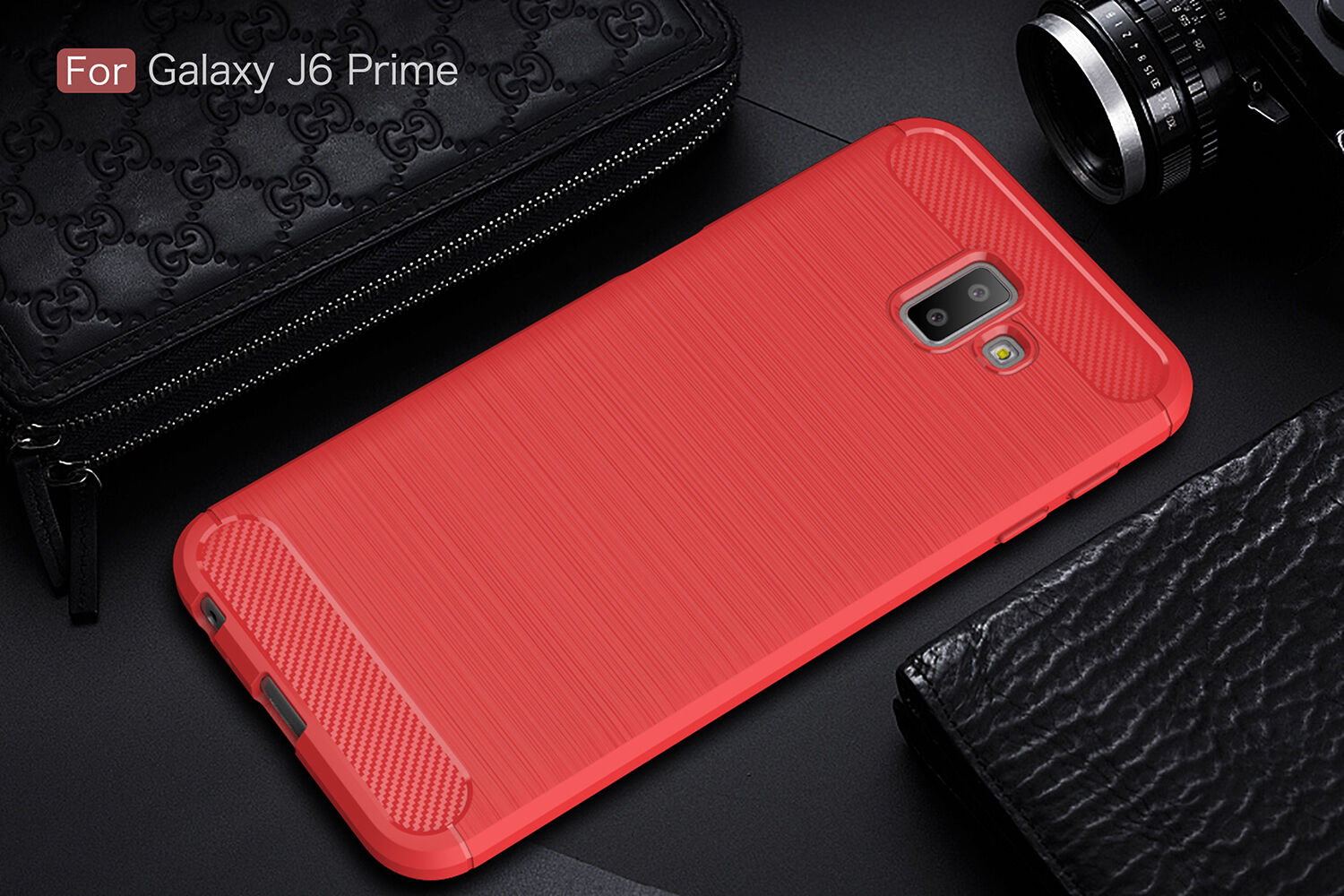 Etui plastikowe z teksturą szlifowaną do Samsung Galaxy J6 Plus - czarne Etui plastikowe z teksturą szlifowaną do Samsung Galaxy J6 Plus - czarne