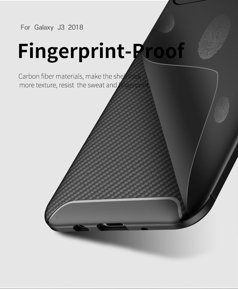 Ipaky etui plastikowe z teksturą karbonową do Samsung Galaxy J3 (2018) - ciemnoniebieskie