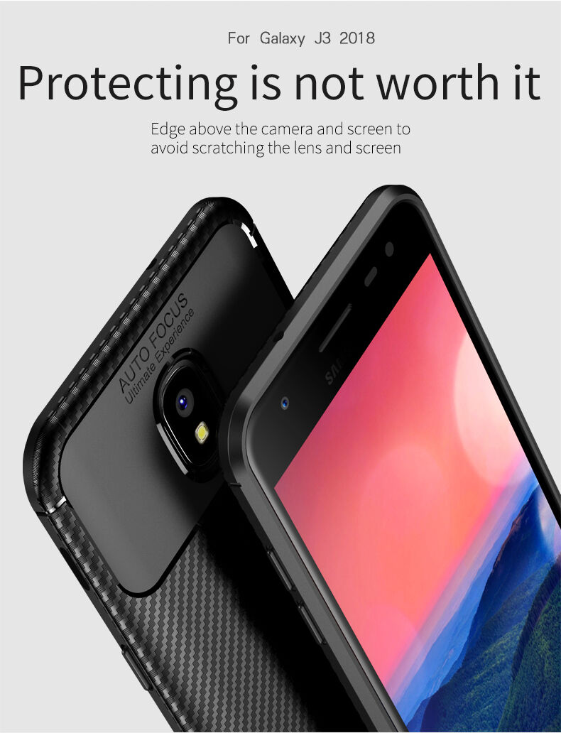 Ipaky etui plastikowe z teksturą karbonową do Samsung Galaxy J3 (2018) - czarne