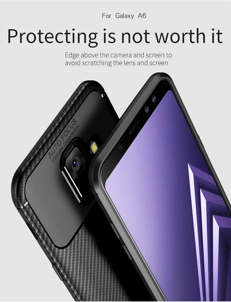 Ipaky etui plastikowe z teksturą karbonową do Samsung Galaxy A6 (2018) - czarne