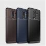 Ipaky etui plastikowe z teksturą karbonową do Samsung Galaxy A6 Plus (2018) - ciemnoniebieskie