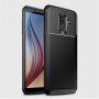 Ipaky etui plastikowe z teksturą karbonową do Samsung Galaxy A6 Plus (2018) - ciemnoniebieskie
