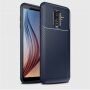 Ipaky etui plastikowe z teksturą karbonową do Samsung Galaxy A6 Plus (2018) - ciemnoniebieskie