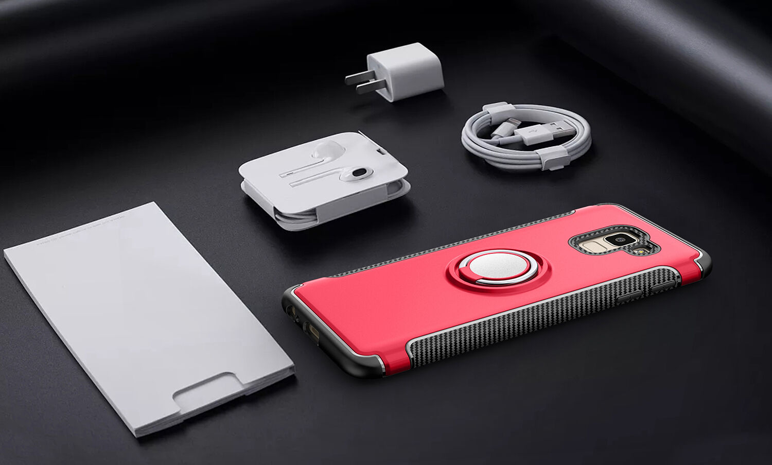 Etui odporne z uchwytem do Samsung Galaxy J6 (2018) - czerwone