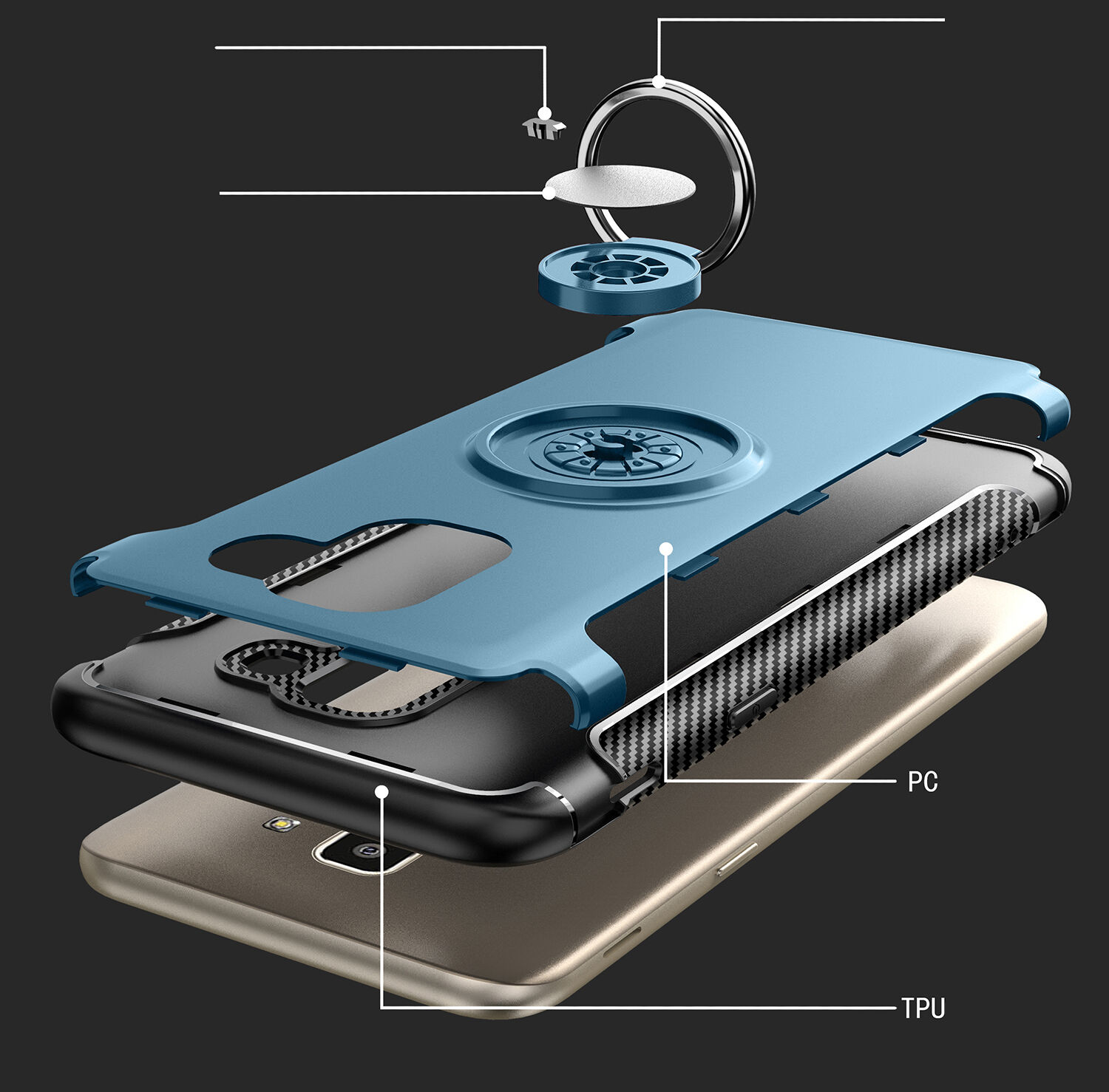 Etui odporne z uchwytem do Samsung Galaxy J6 (2018) - czerwone