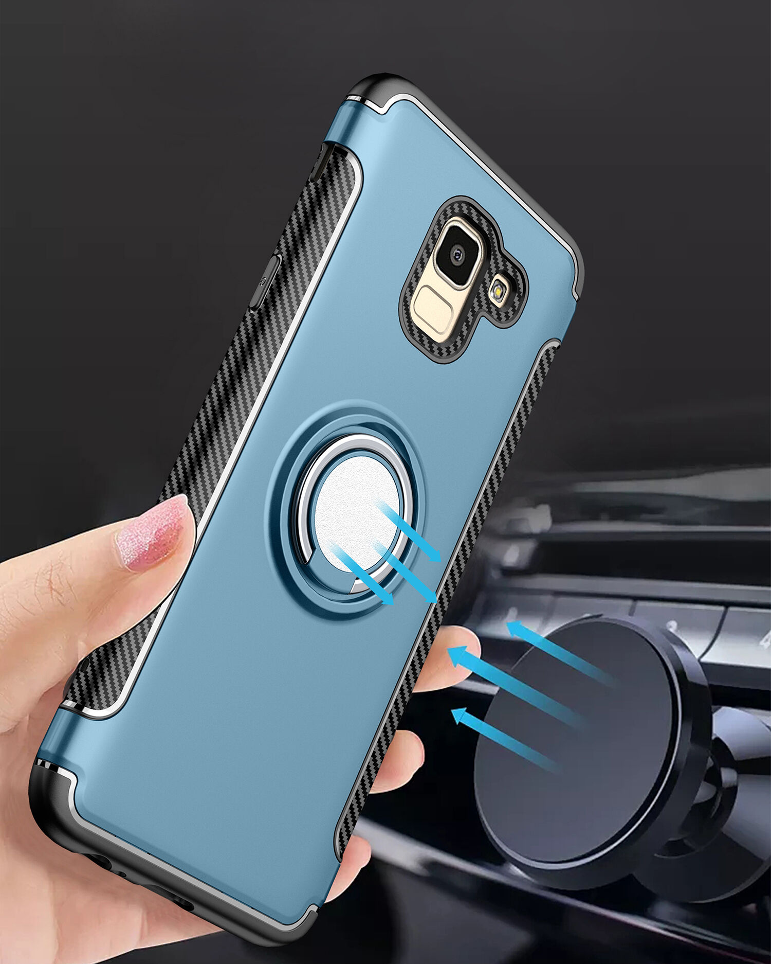 Etui odporne z uchwytem do Samsung Galaxy J6 (2018) - czerwone