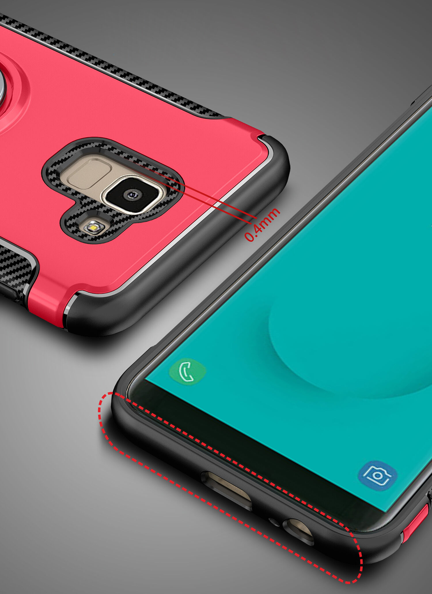 Etui odporne z uchwytem do Samsung Galaxy J6 (2018) - czerwone