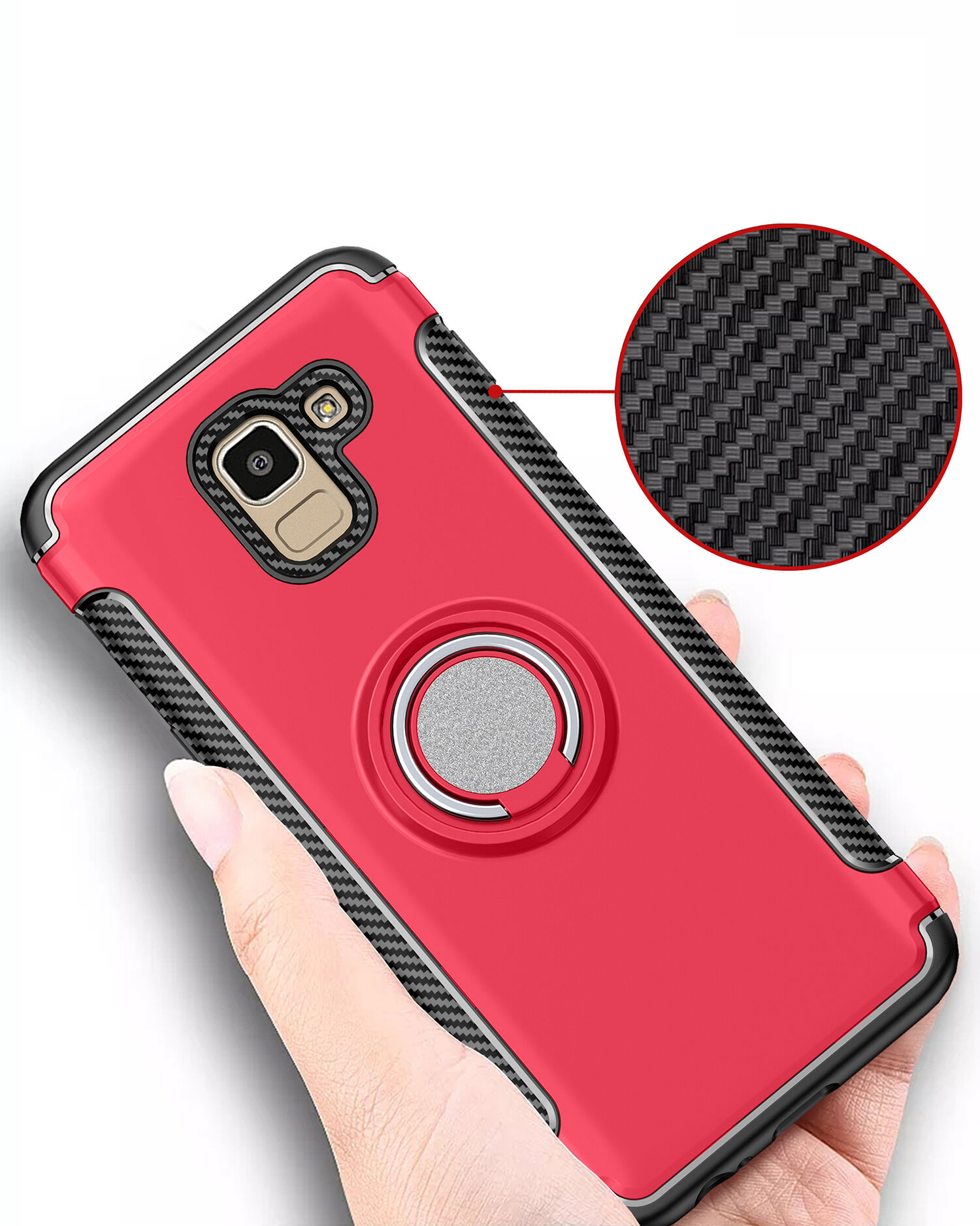 Etui odporne z uchwytem do Samsung Galaxy J6 (2018) - czerwone