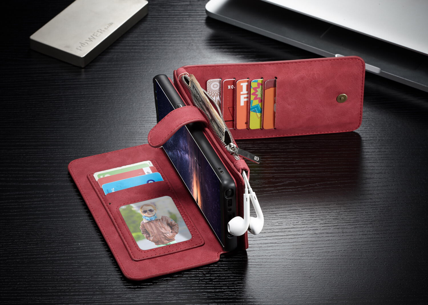 Caseme 2w1 pokrowiec portfelowy Samsung Galaxy Note 9 - czerwony