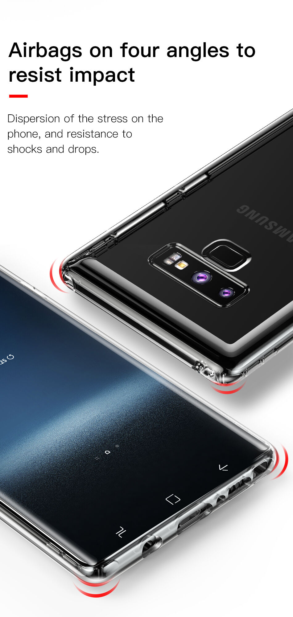 Baseus Safety etui plastikowe czarne do Samsung Galaxy Note 9 - przezroczyste
