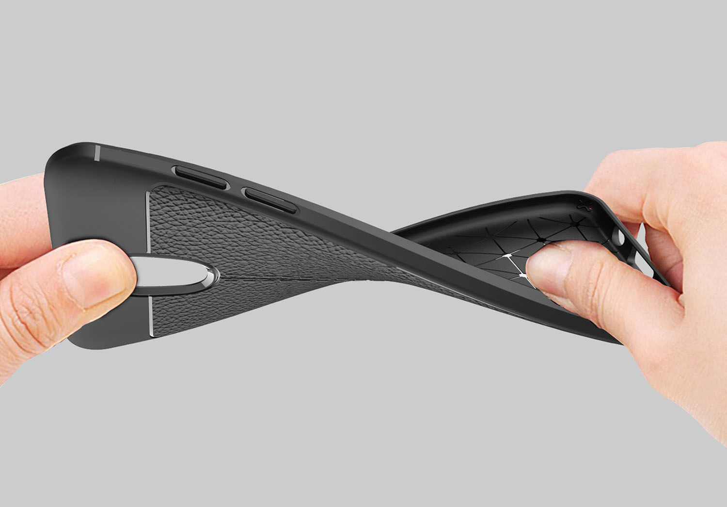 Litchi etui skórzane do Samsung Galaxy J3 (2018) - ciemnoniebieskie
