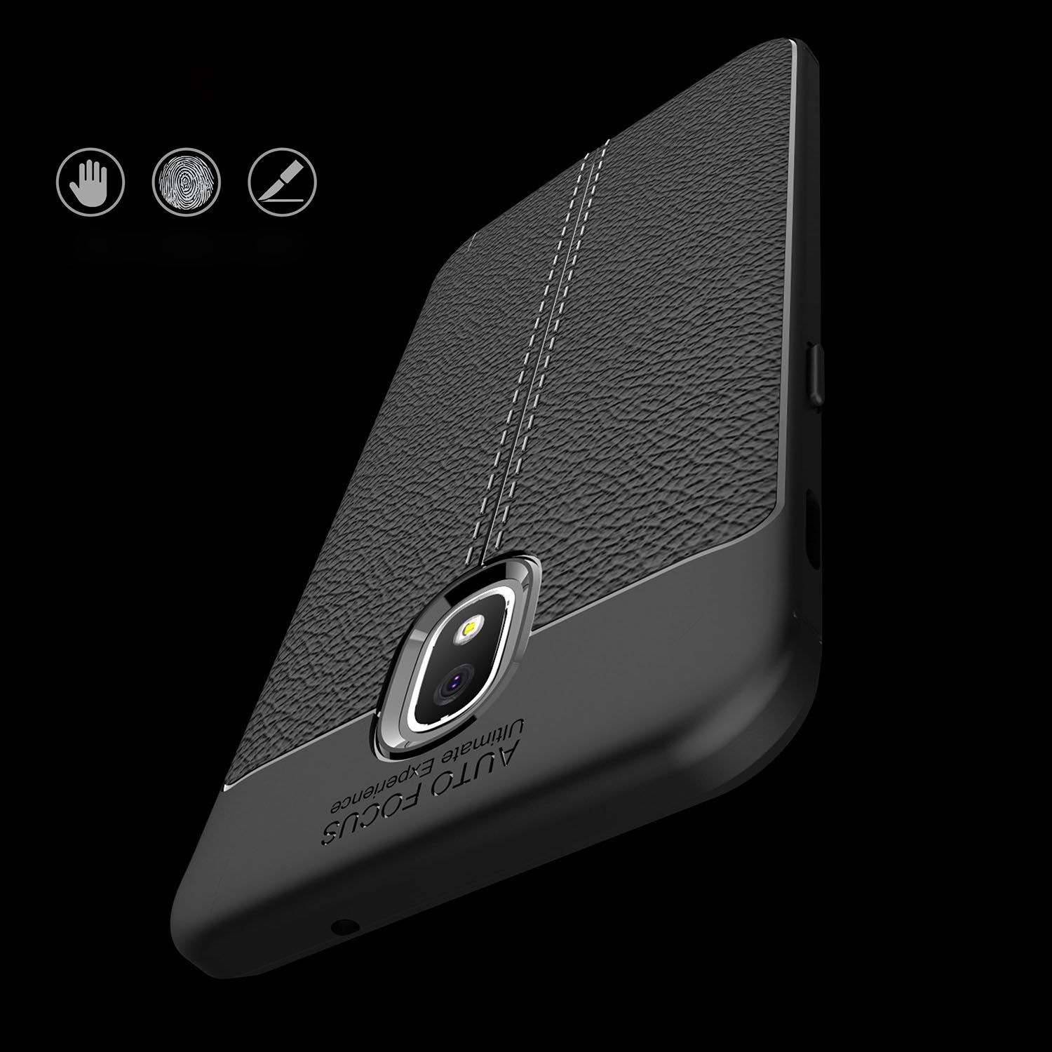 Litchi etui skórzane do Samsung Galaxy J3 (2018) - ciemnoniebieskie