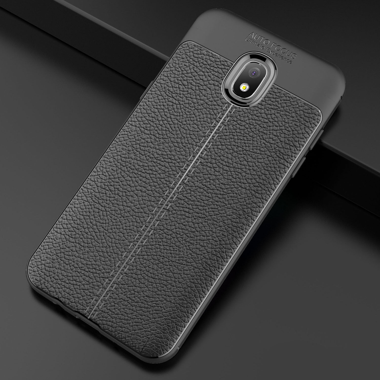 Litchi etui skórzane do Samsung Galaxy J3 (2018) - ciemnoniebieskie