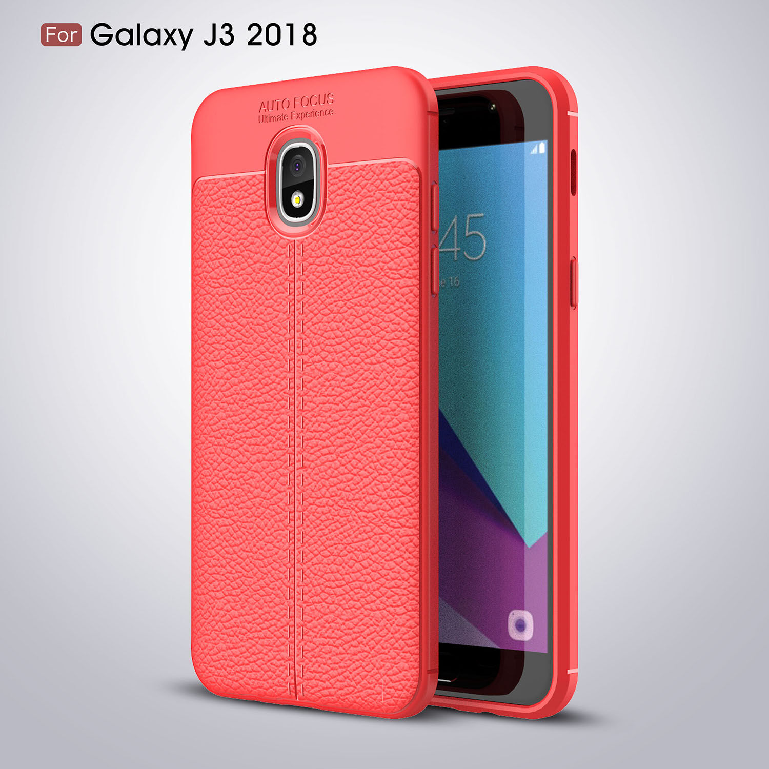 Litchi etui skórzane do Samsung Galaxy J3 (2018) - czerwone