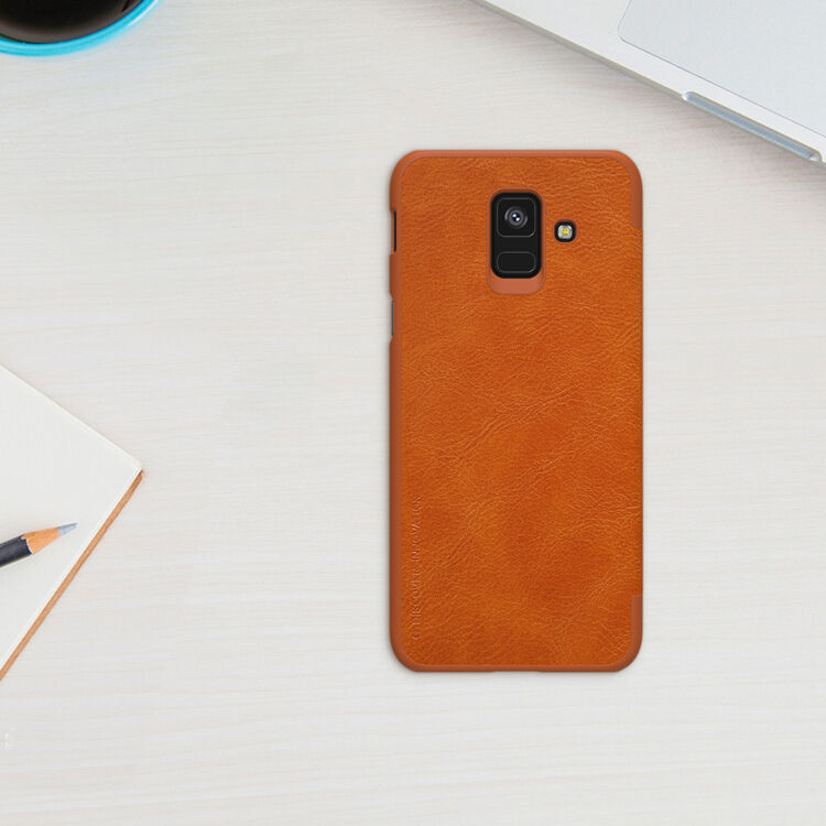 Nillkin Qin pokrowiec skórzany flip do Samsung Galaxy A6 (2018) - czarny